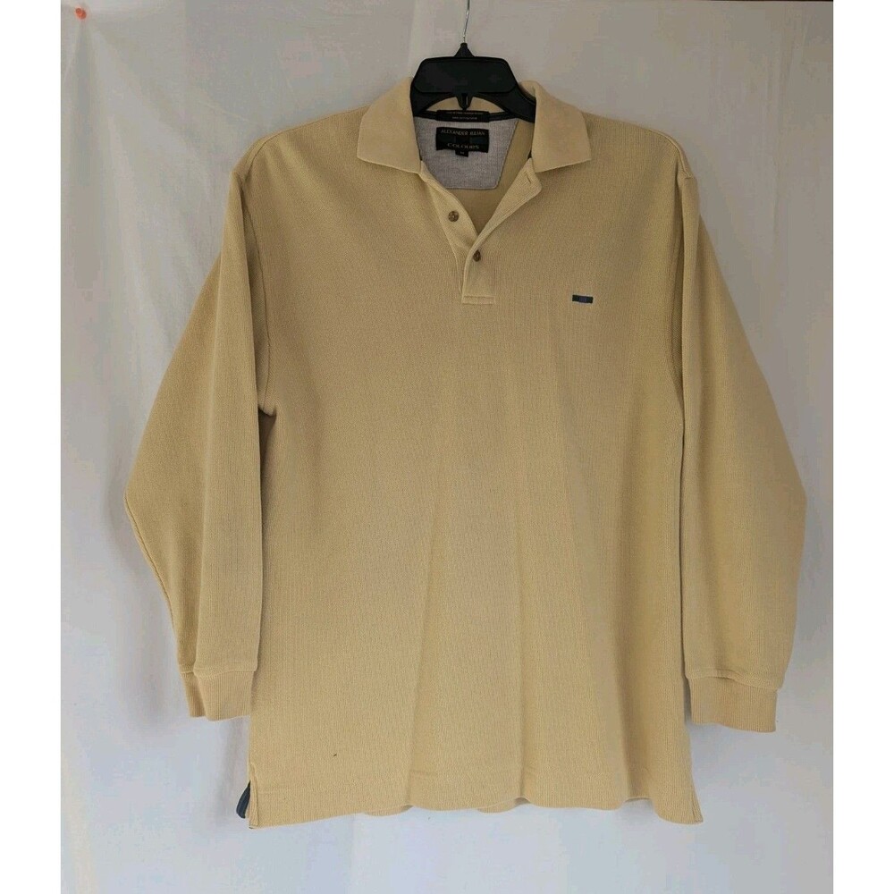 Alexander Julian Colours Pullover Mens Sweater M 1/4 Closure Yellow Cotton